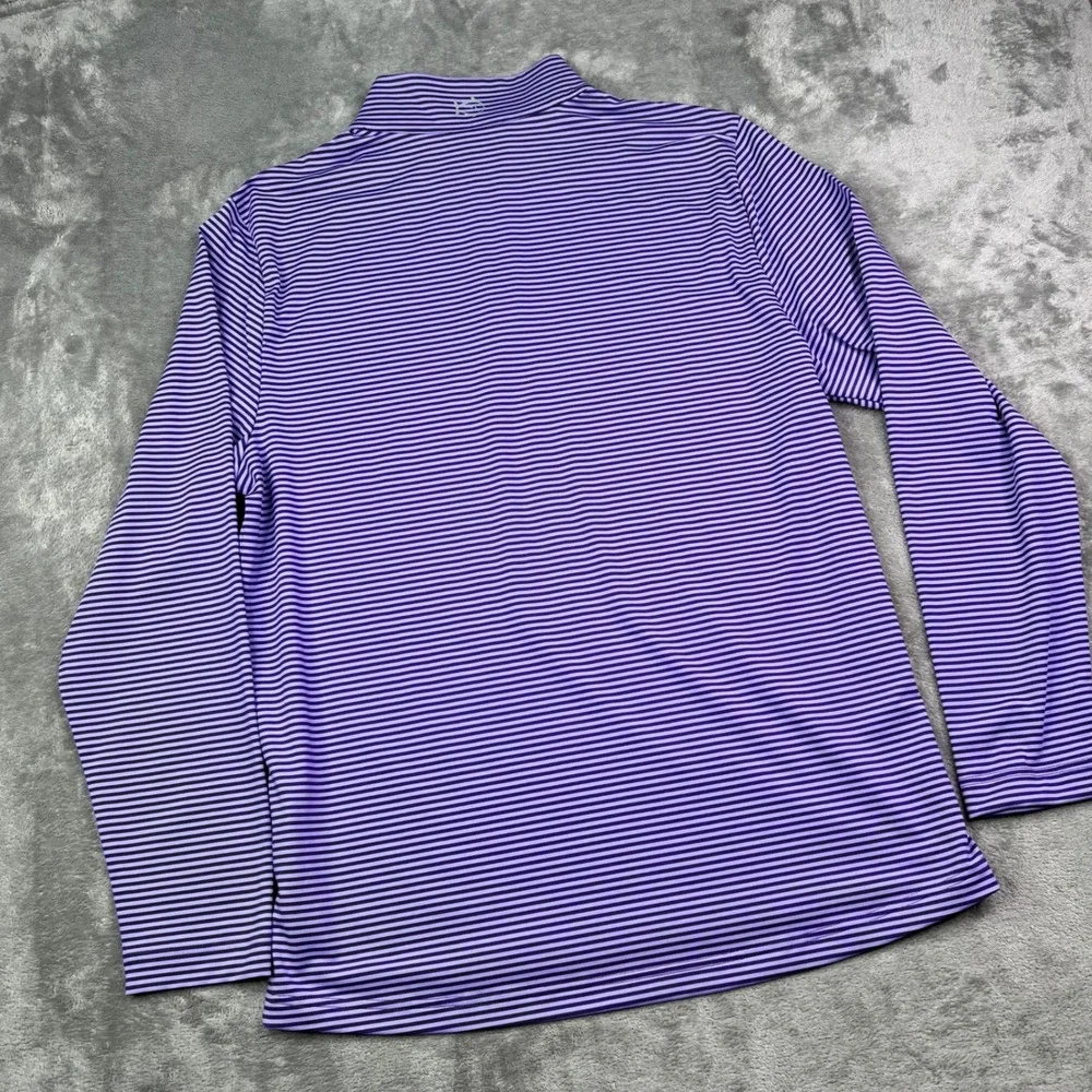 Southern Tide TCU Horned Frogs 1/4 Zip Pullover Men L Purple Striped Performance